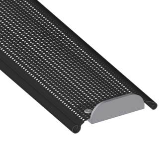 Deep Black Lacquered Microperforated 8/10° Slats, 110 pitch with GV clips