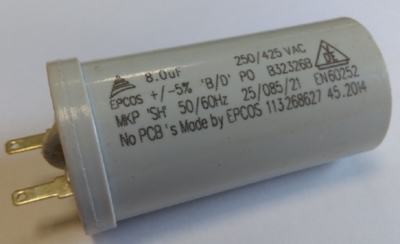 8uF capacitor for Axial II motor Blue