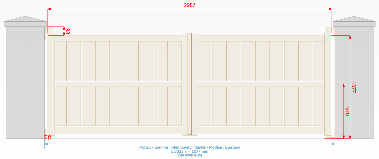 Portail aluminium GLASGOW (2 Vantaux) 2547821A