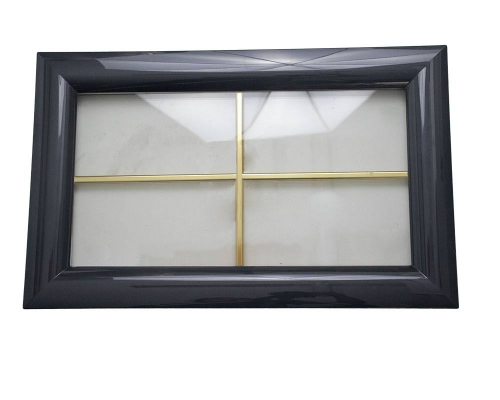 Hublot Cassette - RAL7016 - Vitrage 4/10/33.2 - CLAIR & Motif CROIX Laiton