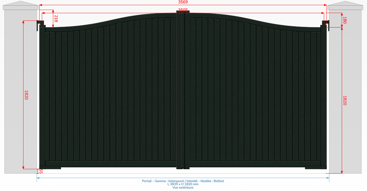 Portail aluminium BELFAST (2 vantaux) 2612685A